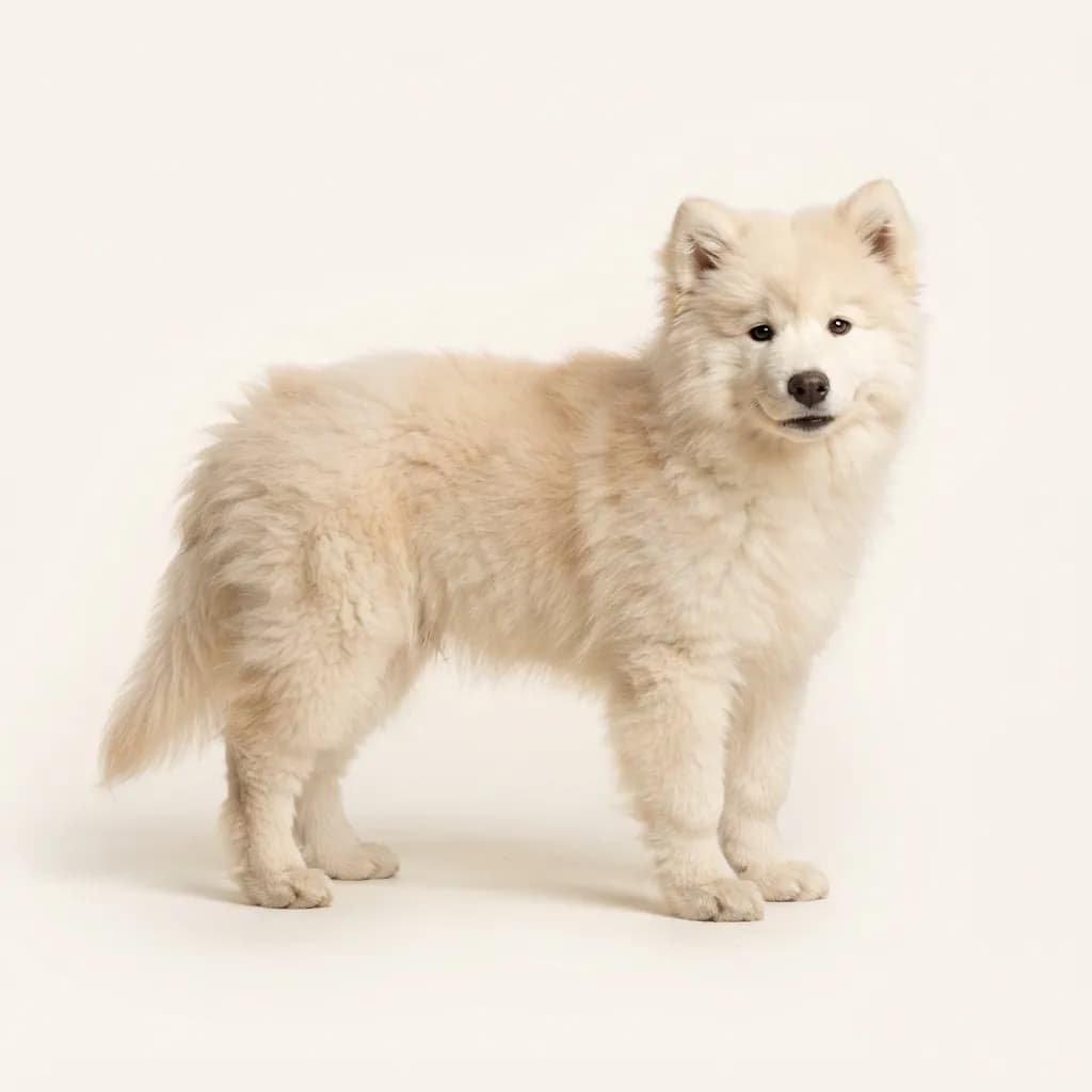 Samojede in Creme — Fellfarbe und Aussehen