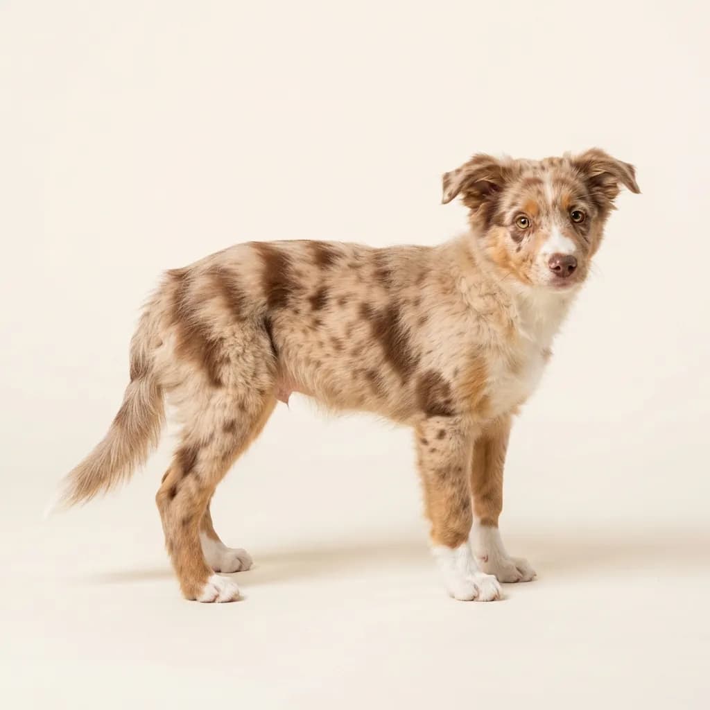 Koolie (Australian Koolie) in Red Merle — Fellfarbe und Aussehen