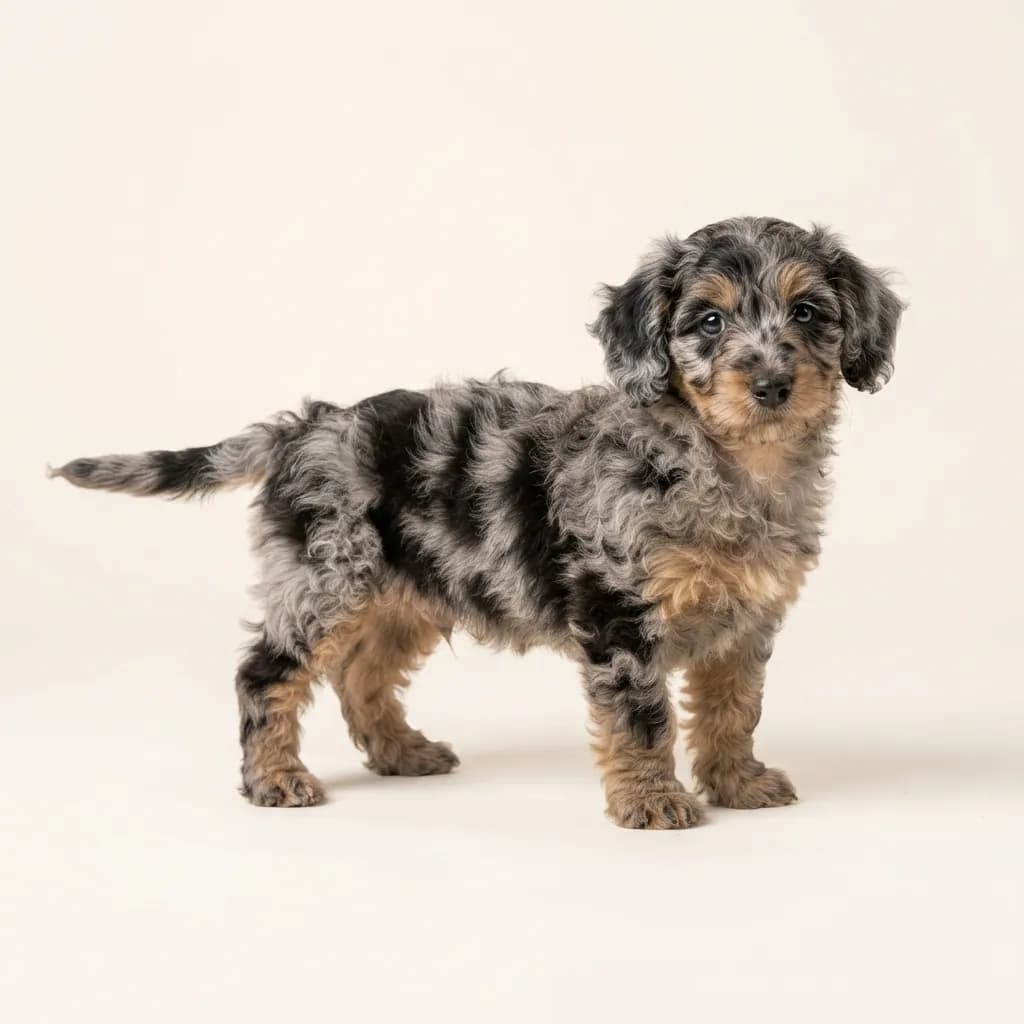 Doxiepoo in Merle (Tiger) — Fellfarbe und Aussehen