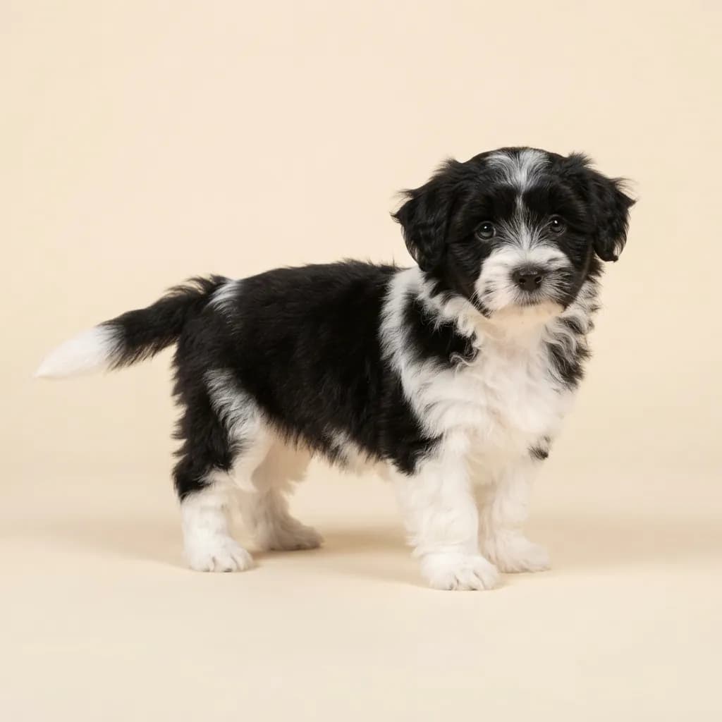 Coton de Tulear in Schwarz-Weiß — Fellfarbe und Aussehen