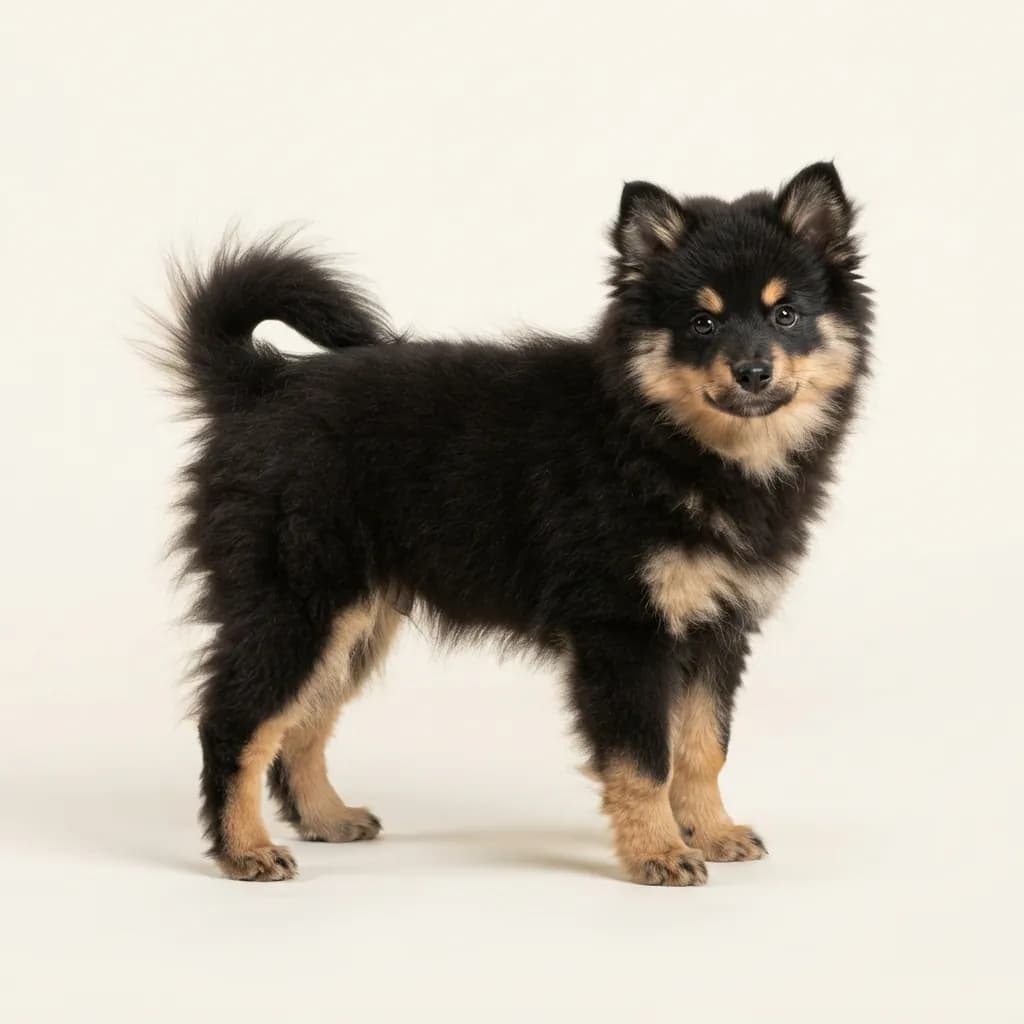 Deutscher Spitz in Schwarz mit Loh — Fellfarbe und Aussehen