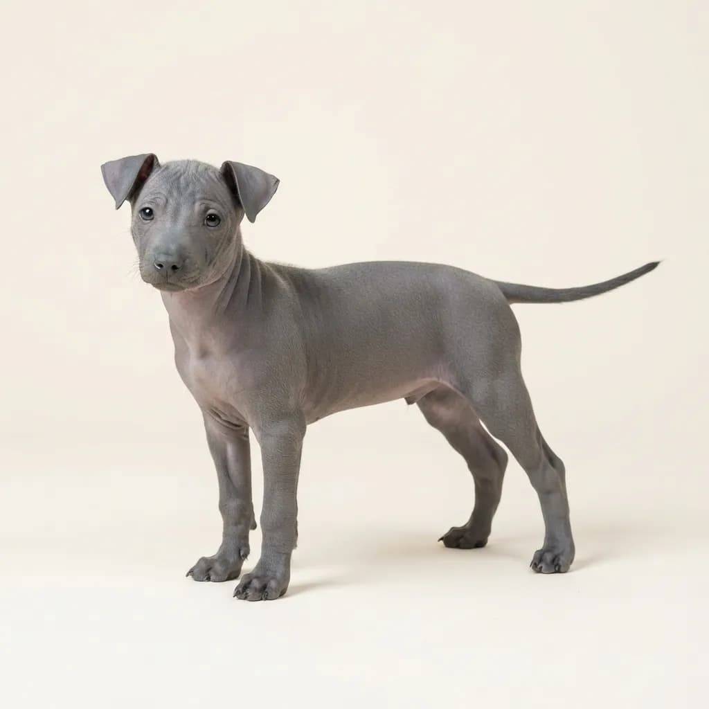 American Hairless Terrier in Blau — Fellfarbe und Aussehen