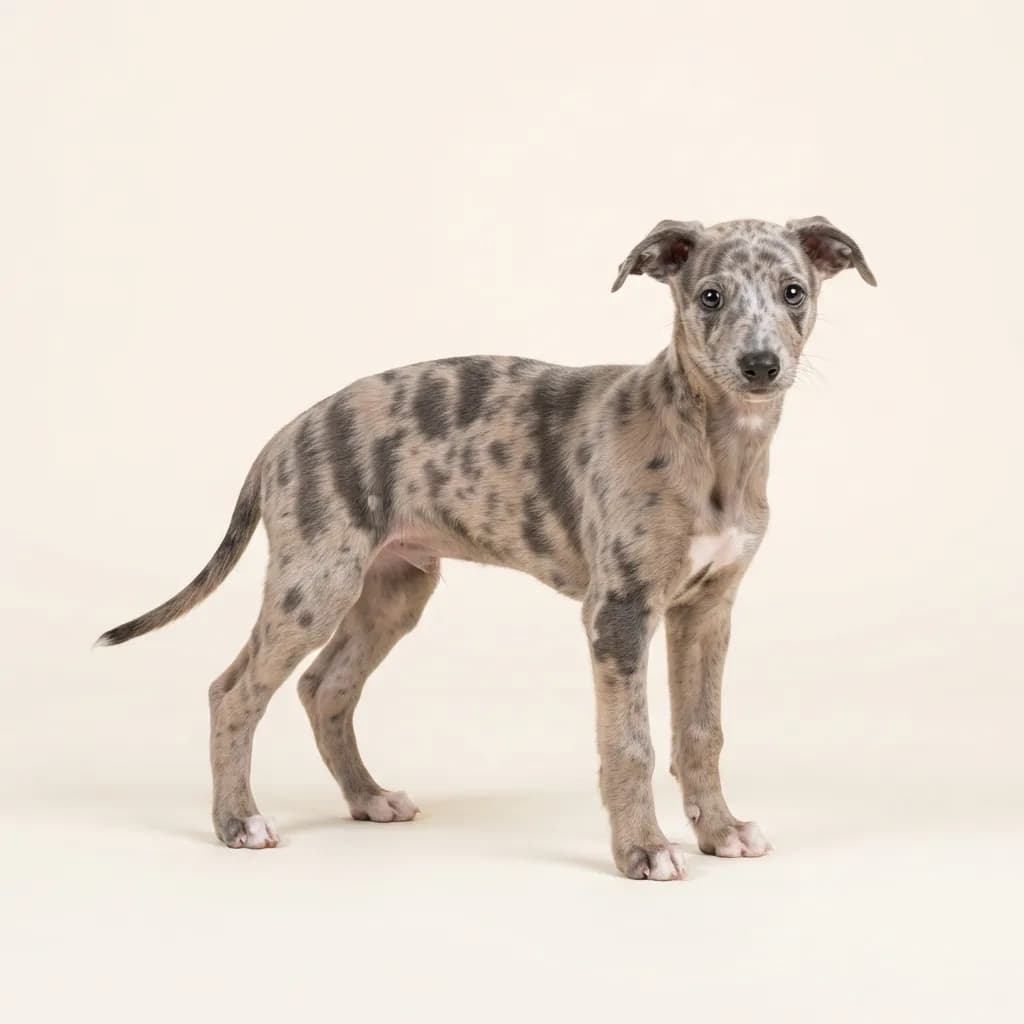 Whippet in Merle (Tiger) — Fellfarbe und Aussehen