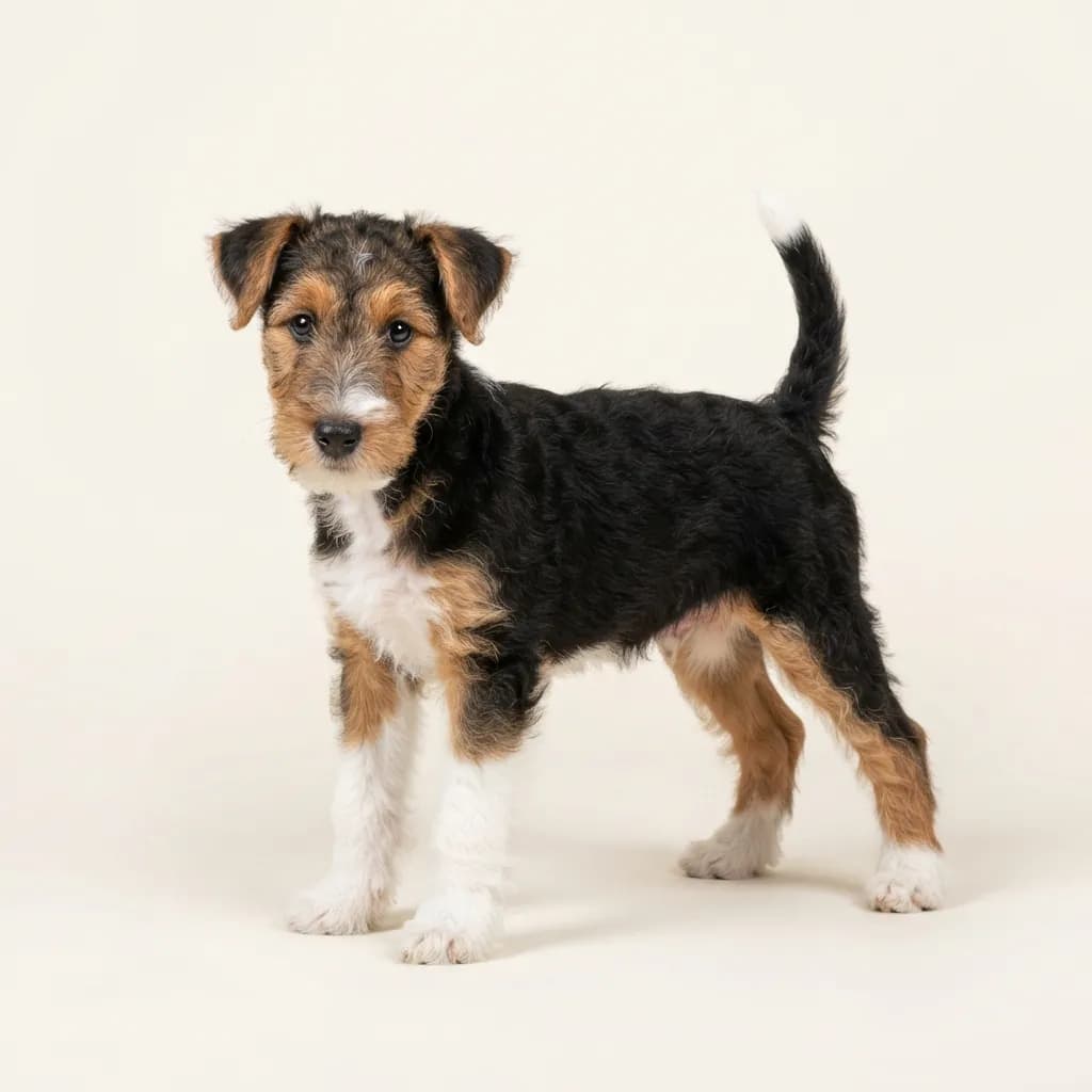 Fox Terrier (Drahthaar) in Dreifarbig (Tricolor) — Fellfarbe und Aussehen