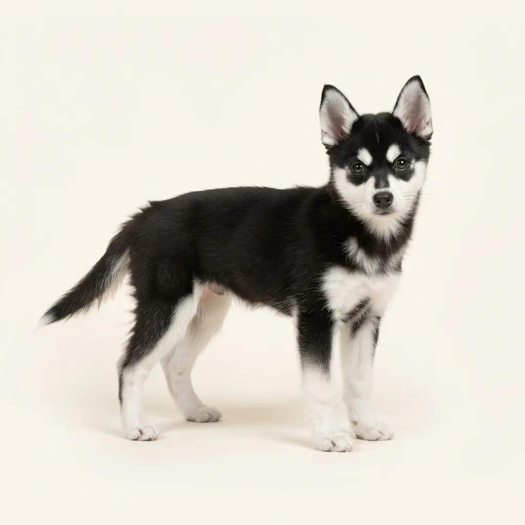 Alaskan Klee Kai in Schwarz-Weiß — Fellfarbe und Aussehen