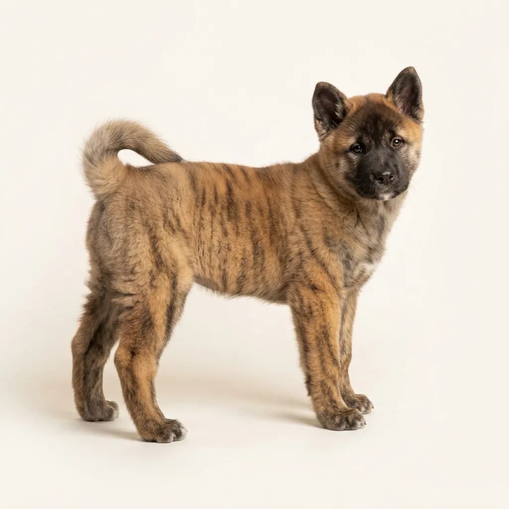 Amerikanischer Akita in Gestromt — Fellfarbe und Aussehen