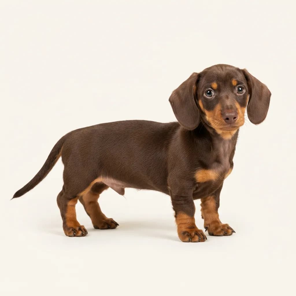 Zwergdackel (kurzhaar) in Braun mit Loh — Fellfarbe und Aussehen