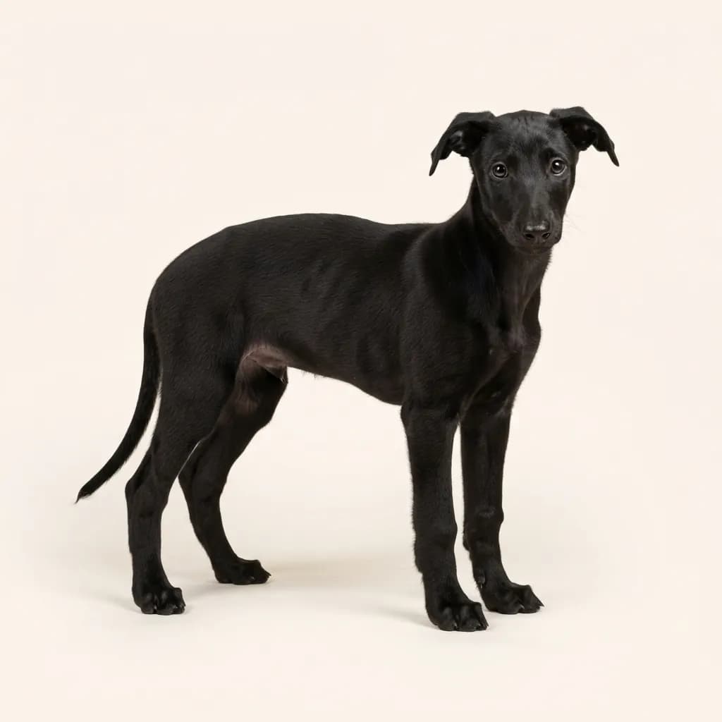 Greyhound in Schwarz — Fellfarbe und Aussehen