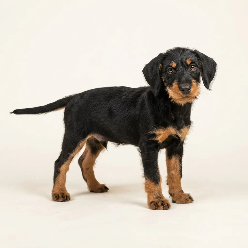 Black and tan Slovakian Wild Boar Dog — coat colour and appearance