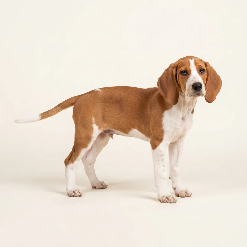 American English Coonhound in Rot-Weiß — Fellfarbe und Aussehen
