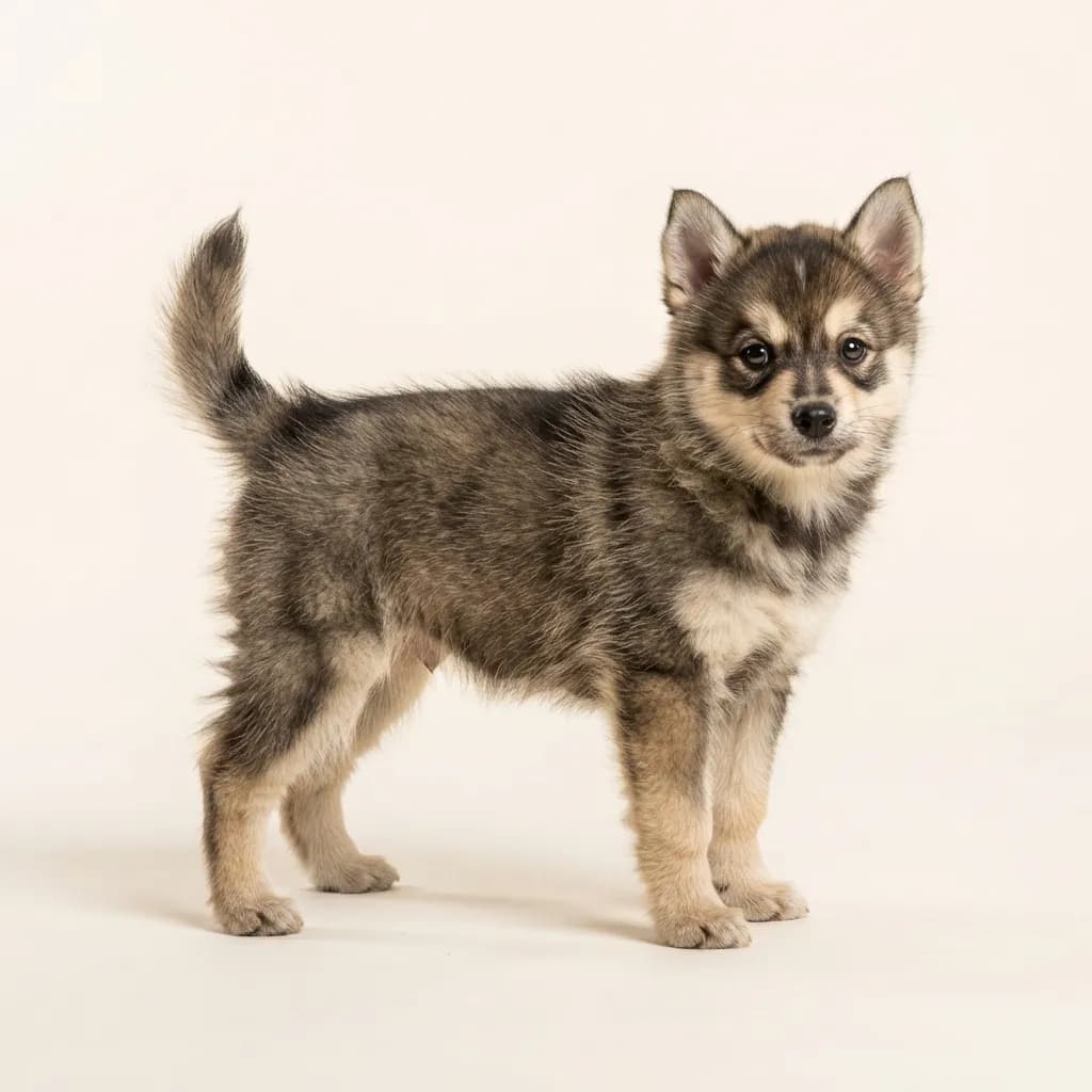 Pomsky in Wildfarben (Agouti) — Fellfarbe und Aussehen