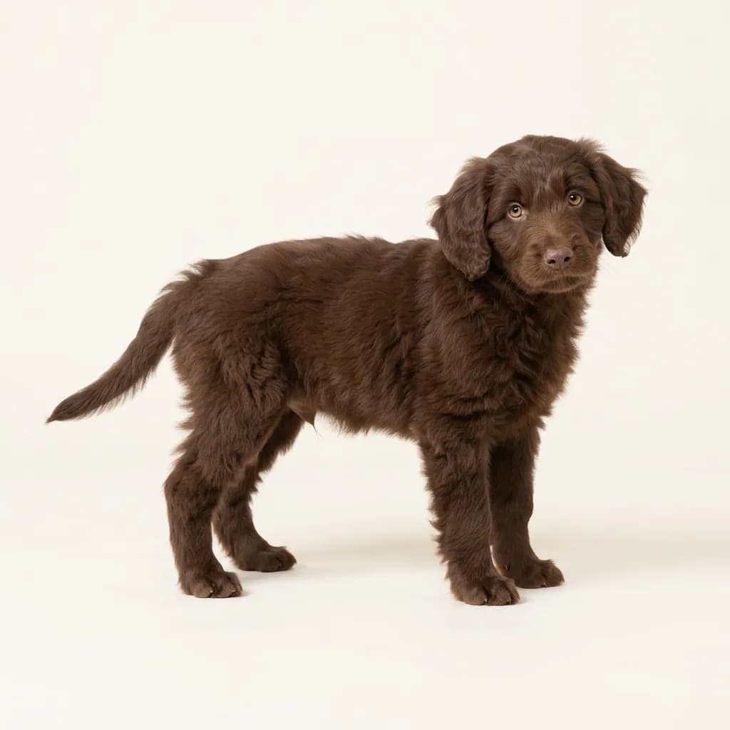 Tollerdoodle (Nova scotia Duck Tolling Retriever x Pudel) in Schokoladenbraun — Fellfarbe und Aussehen