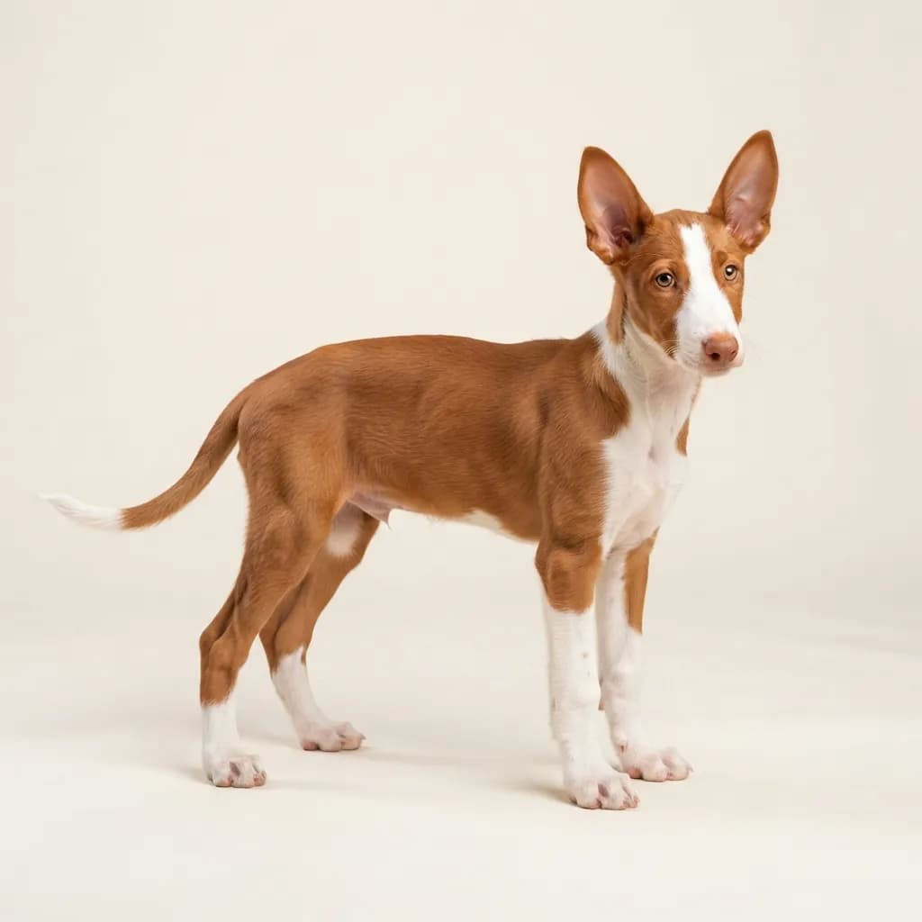 Podenco Ibicenco in Rot-Weiß — Fellfarbe und Aussehen