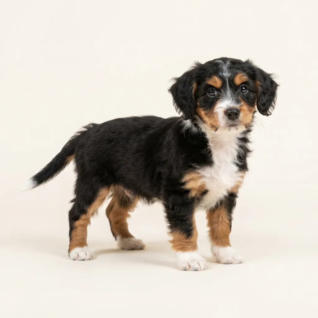Corgipoo in Dreifarbig (Tricolor) — Fellfarbe und Aussehen