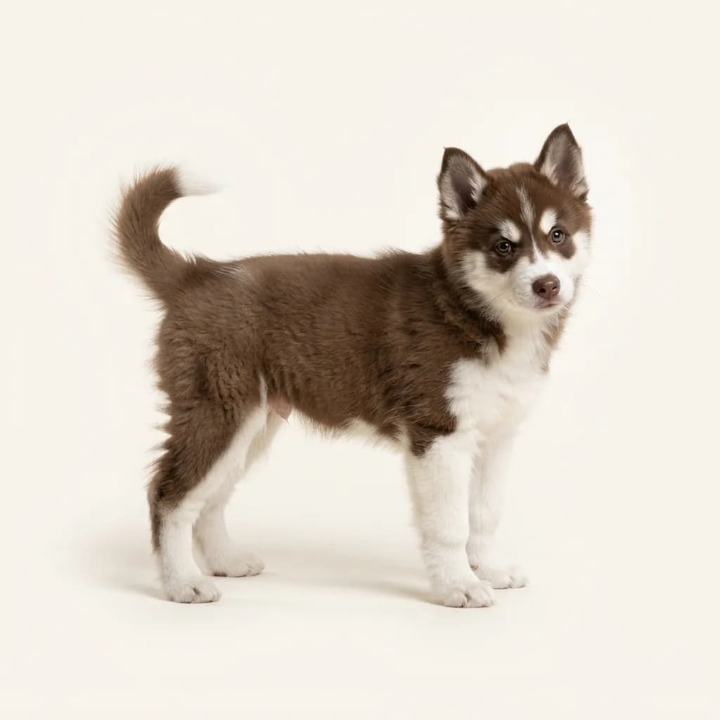 Canadian Eskimo Dog in Braun-Weiß — Fellfarbe und Aussehen