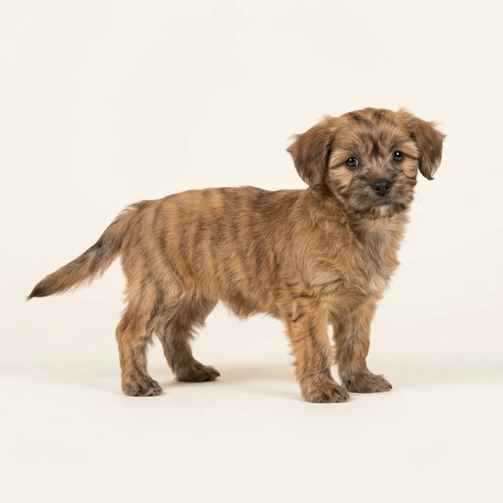 Shorkie in Gestromt — Fellfarbe und Aussehen