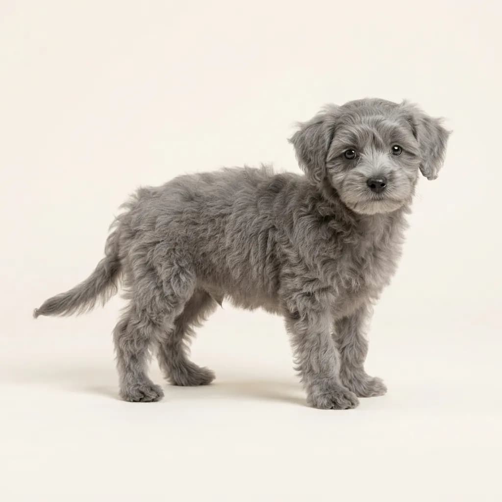 Yorkiepoo (Yorkshire Terrier x Pudel) in Grau — Fellfarbe und Aussehen