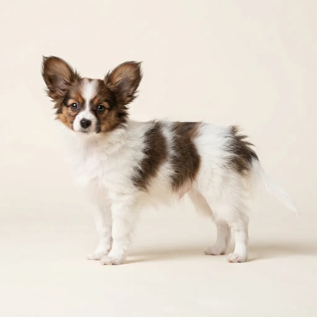 Kontinentaler Zwergspaniel (Papillon) in Gescheckt — Fellfarbe und Aussehen