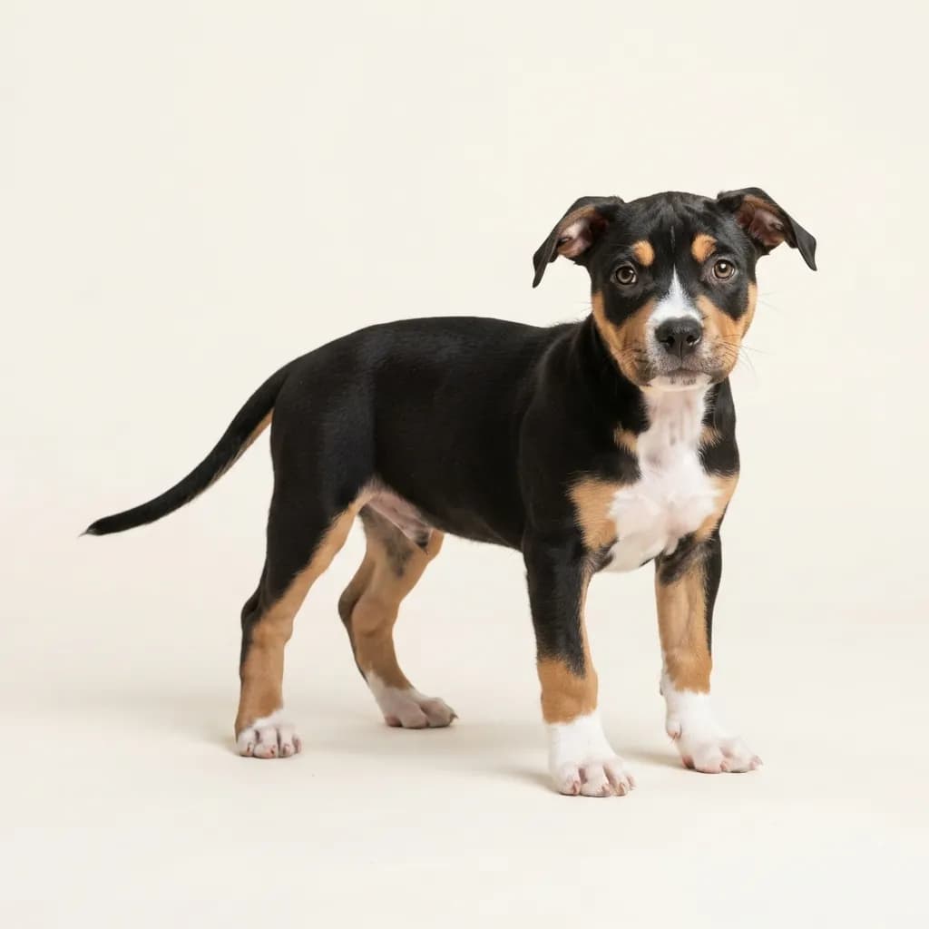 American Pit Bull Terrier in Dreifarbig (Tricolor) — Fellfarbe und Aussehen