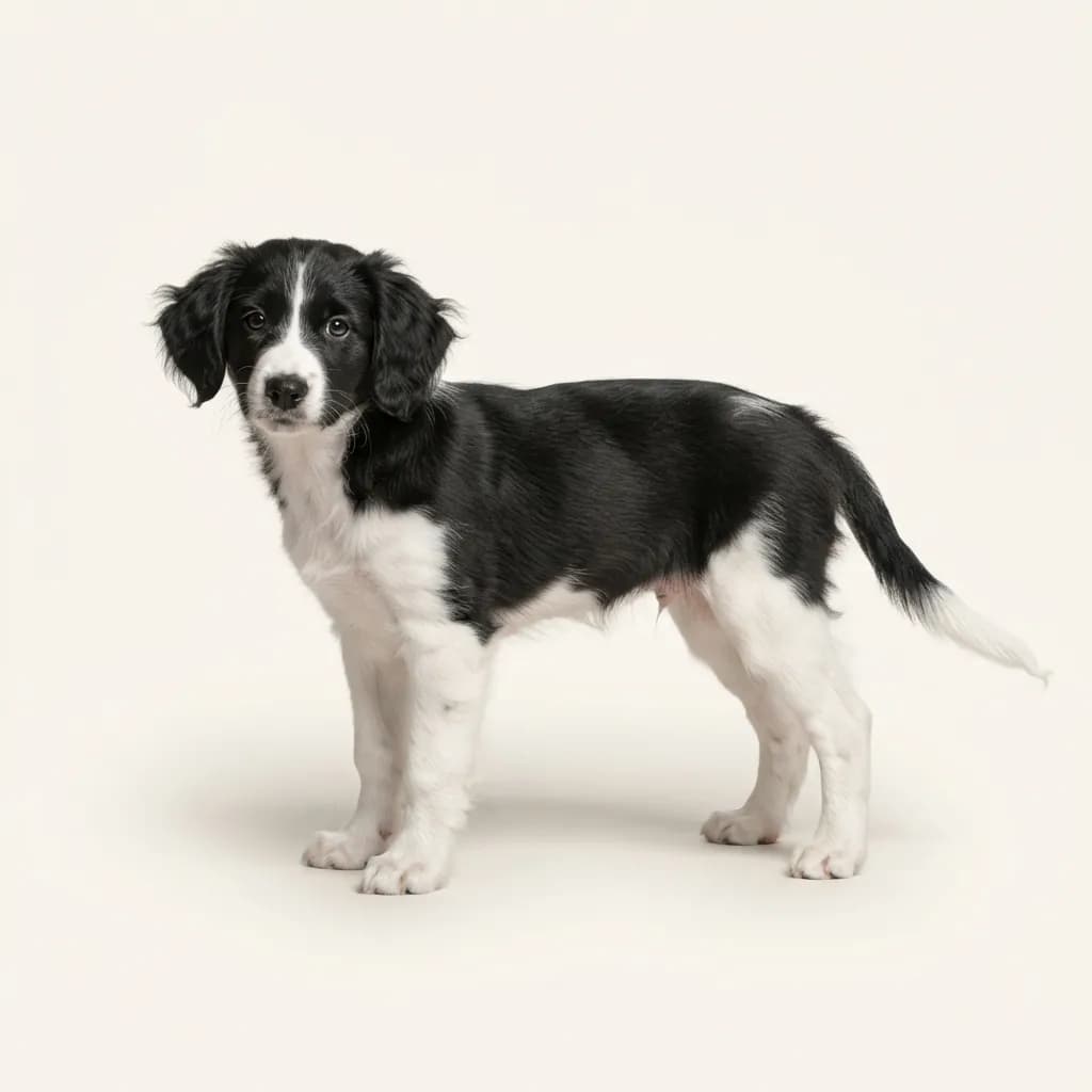 Nederlandse Kooikerhondje in Schwarz-Weiß — Fellfarbe und Aussehen