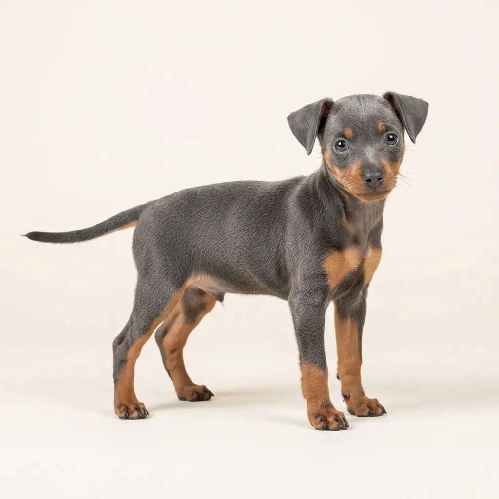 Zwergpinscher in Blau mit Loh — Fellfarbe und Aussehen