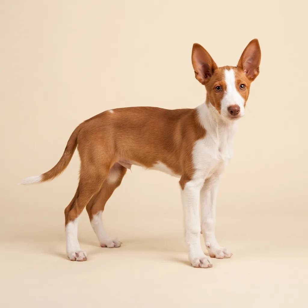 Podenco Canario in Rot-Weiß — Fellfarbe und Aussehen