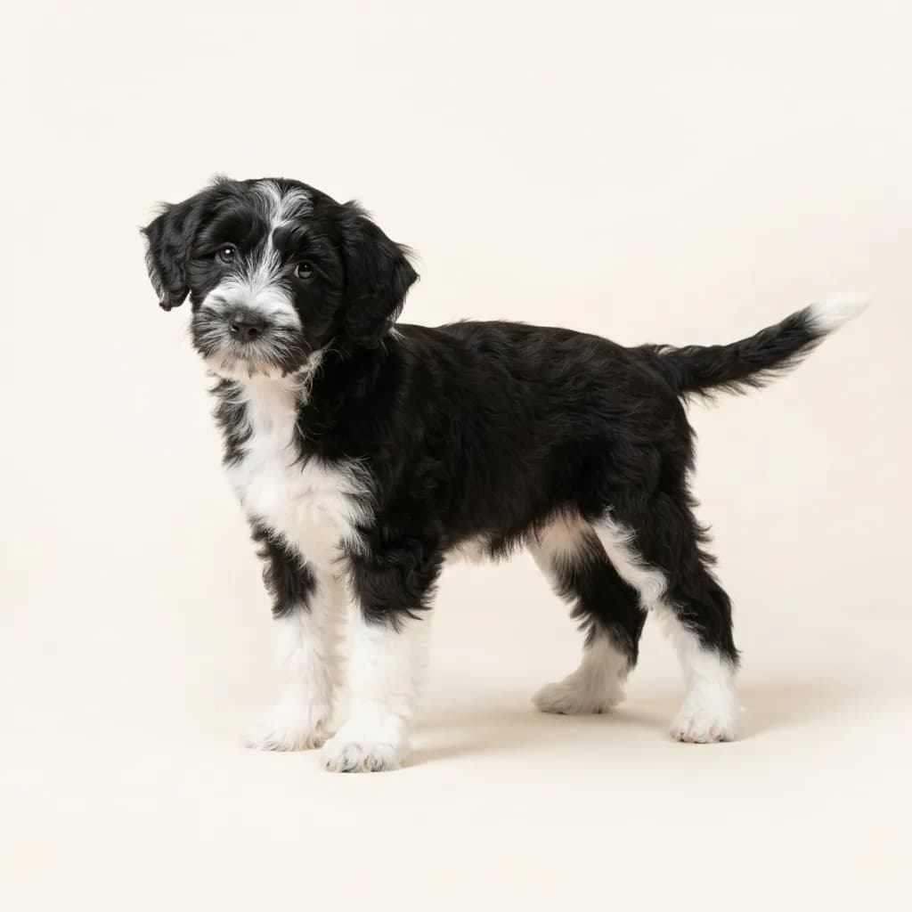 Schnoodle (Schnauzer x Pudel) in Schwarz-Weiß — Fellfarbe und Aussehen