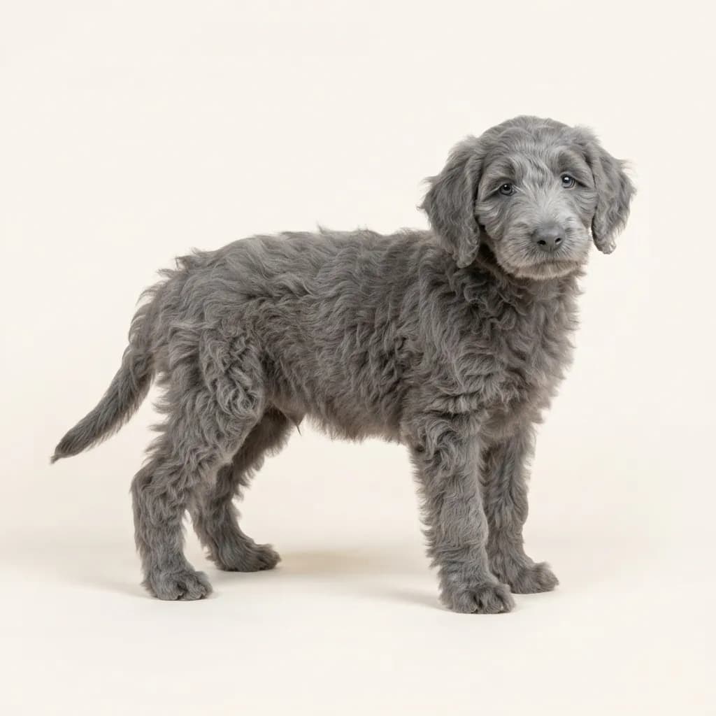Labradoodle (Labrador x Pudel) in Blau — Fellfarbe und Aussehen