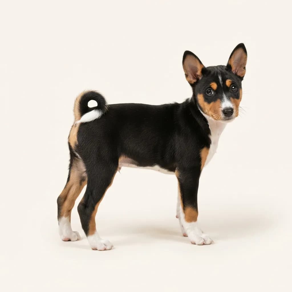 Basenji in Dreifarbig (Tricolor) — Fellfarbe und Aussehen