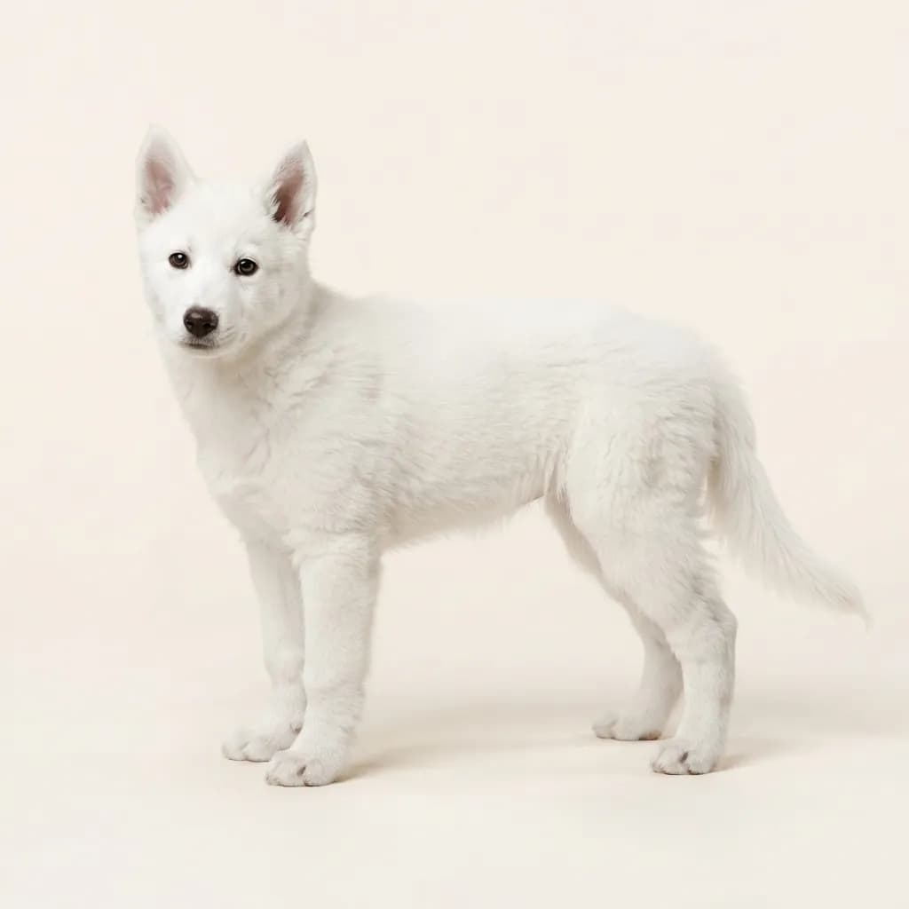 Laika (Russisch-europäisch) in Weiß — Fellfarbe und Aussehen