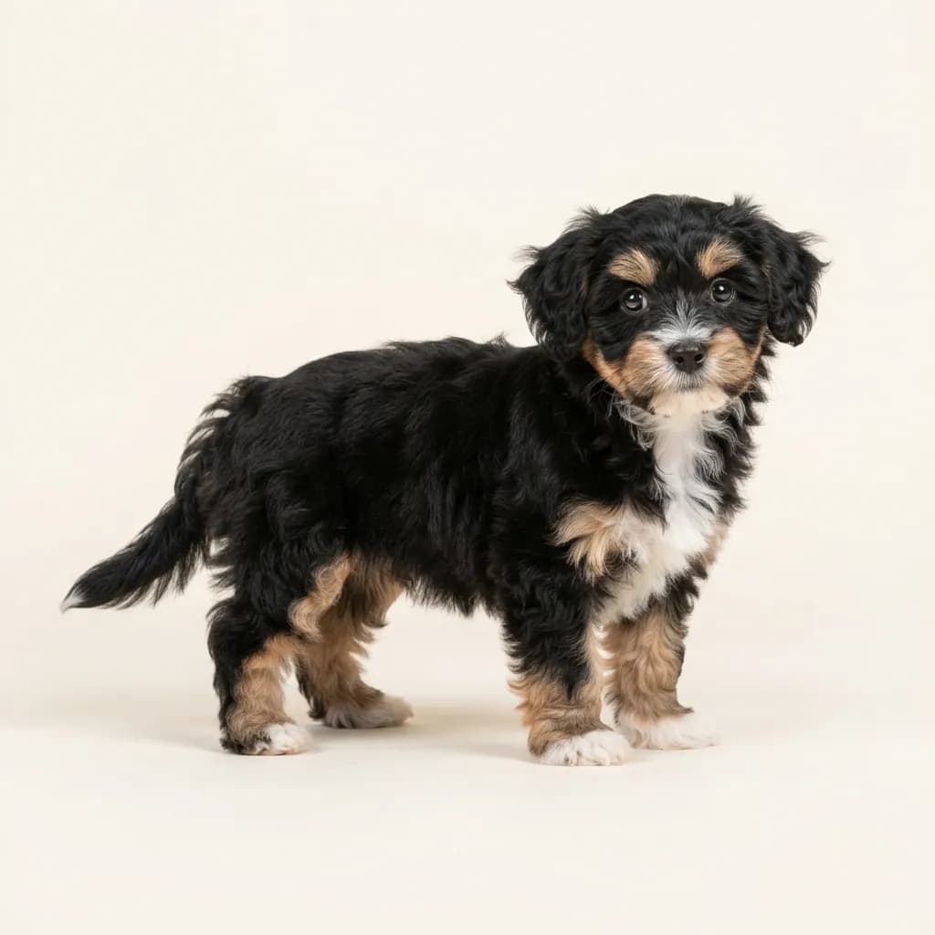 Maltipoo in Dreifarbig (Tricolor) — Fellfarbe und Aussehen