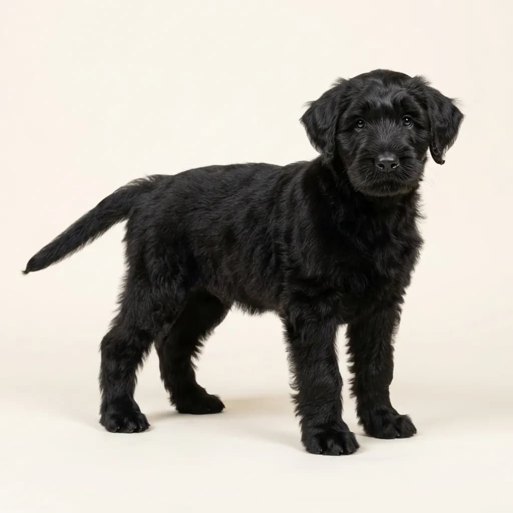 Russischer Schwarzer Terrier in Schwarz — Fellfarbe und Aussehen