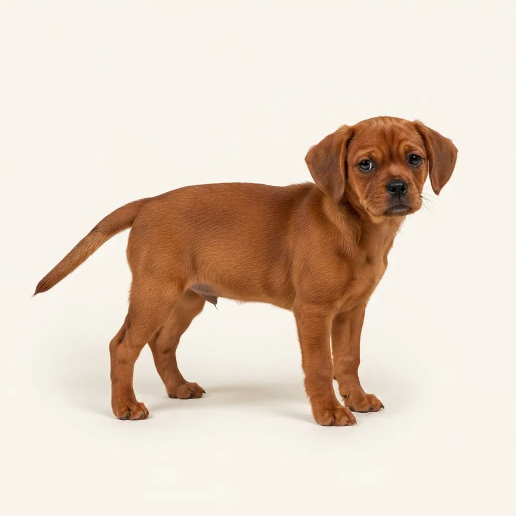 Puggle in Rot — Fellfarbe und Aussehen