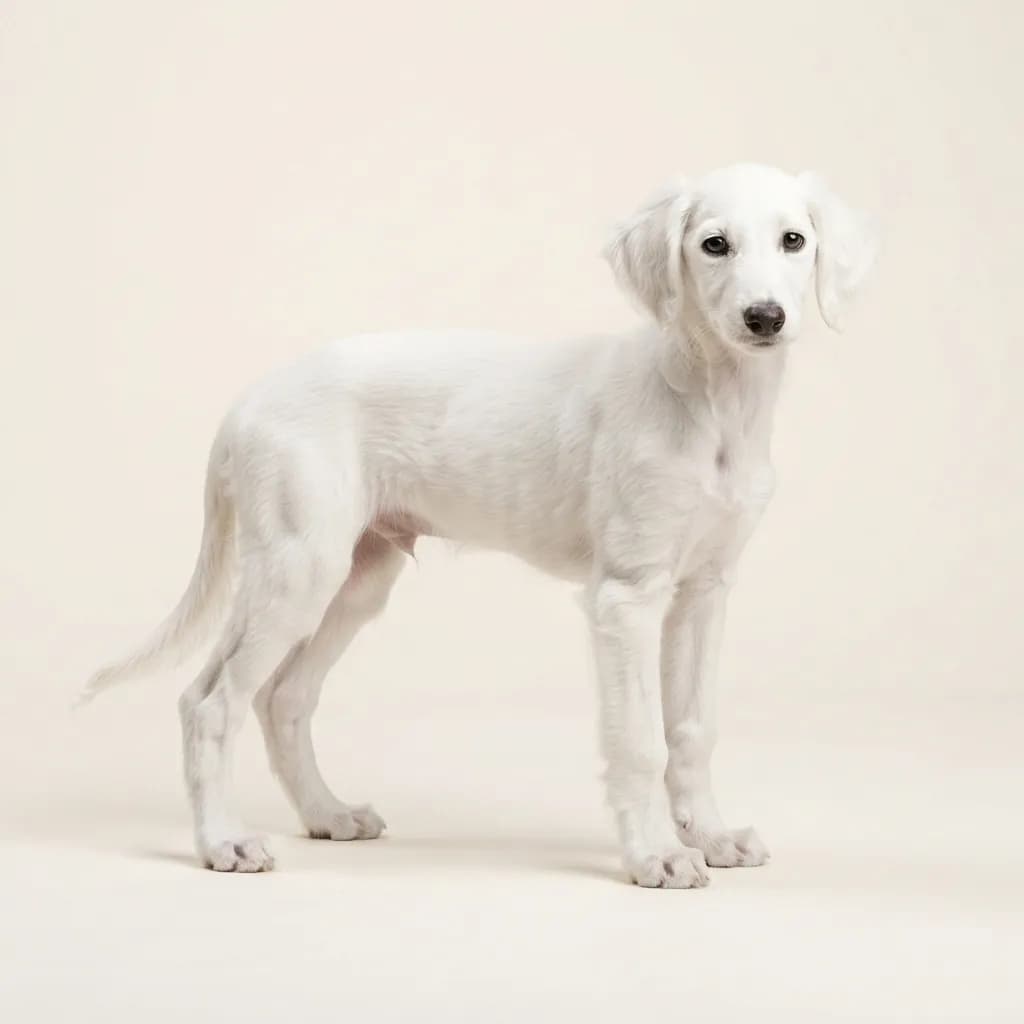Saluki in Weiß — Fellfarbe und Aussehen