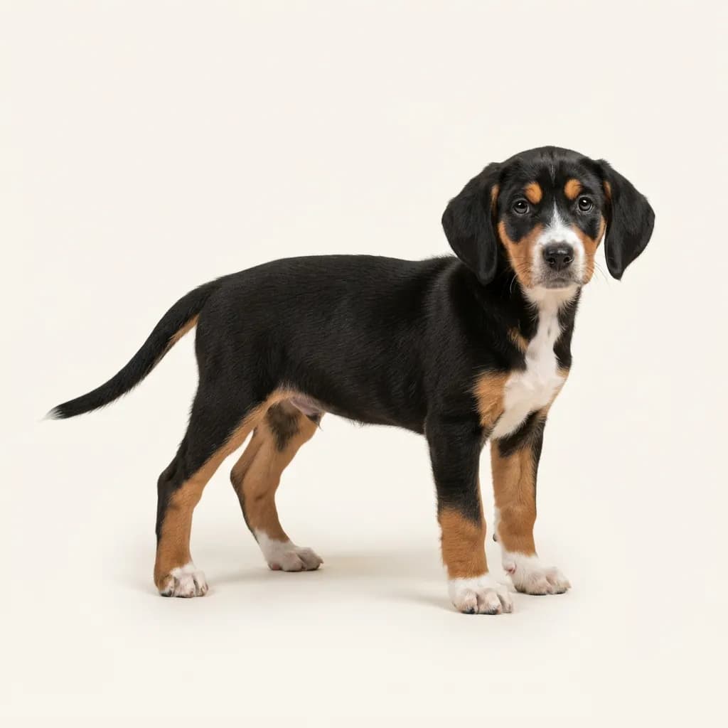 Luzerner Laufhund in Dreifarbig (Tricolor) — Fellfarbe und Aussehen