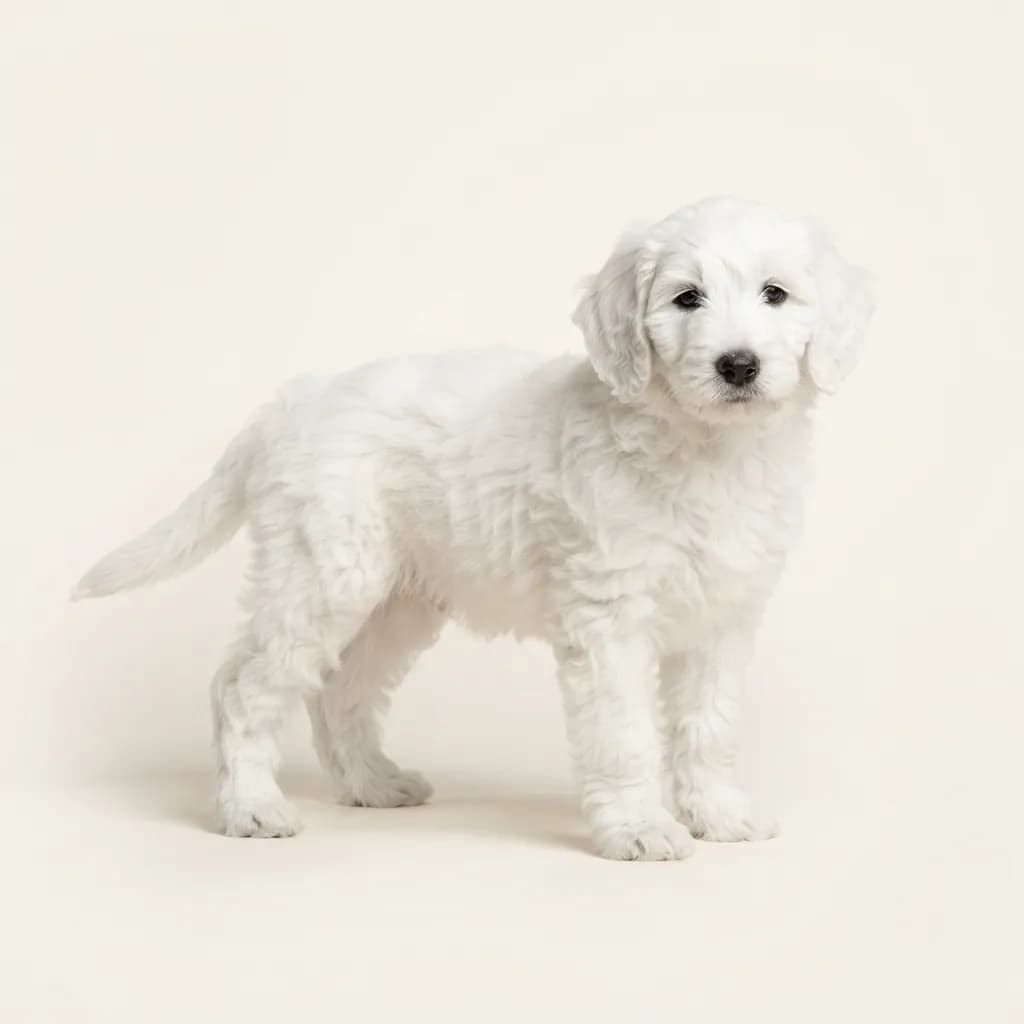 Australian Labradoodle in Weiß — Fellfarbe und Aussehen