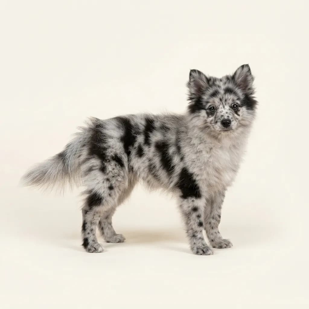 Deutscher Spitz in Merle (Tiger) — Fellfarbe und Aussehen