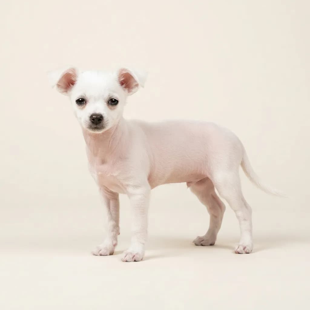 Haarloser Chihuahua in Weiß — Fellfarbe und Aussehen
