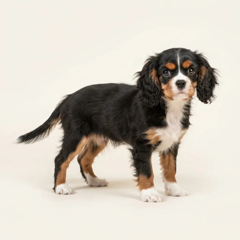 Cavalier King Charles Spaniel in Dreifarbig (Tricolor) — Fellfarbe und Aussehen