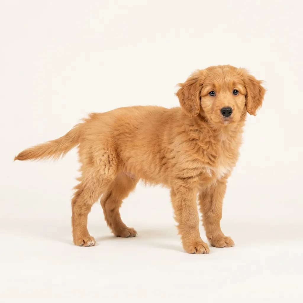 Tollerdoodle (Nova scotia Duck Tolling Retriever x Pudel) in Orange — Fellfarbe und Aussehen