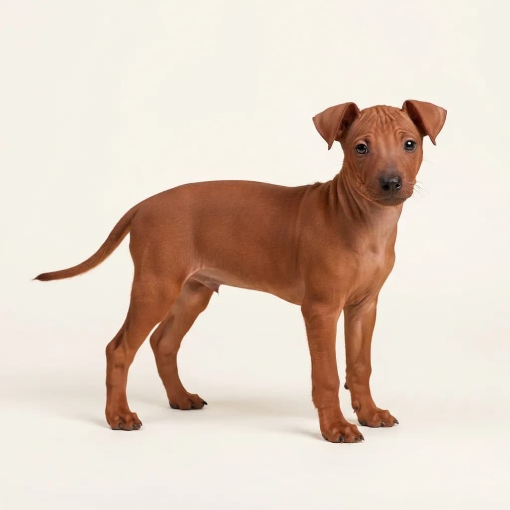 American Hairless Terrier in Rot — Fellfarbe und Aussehen