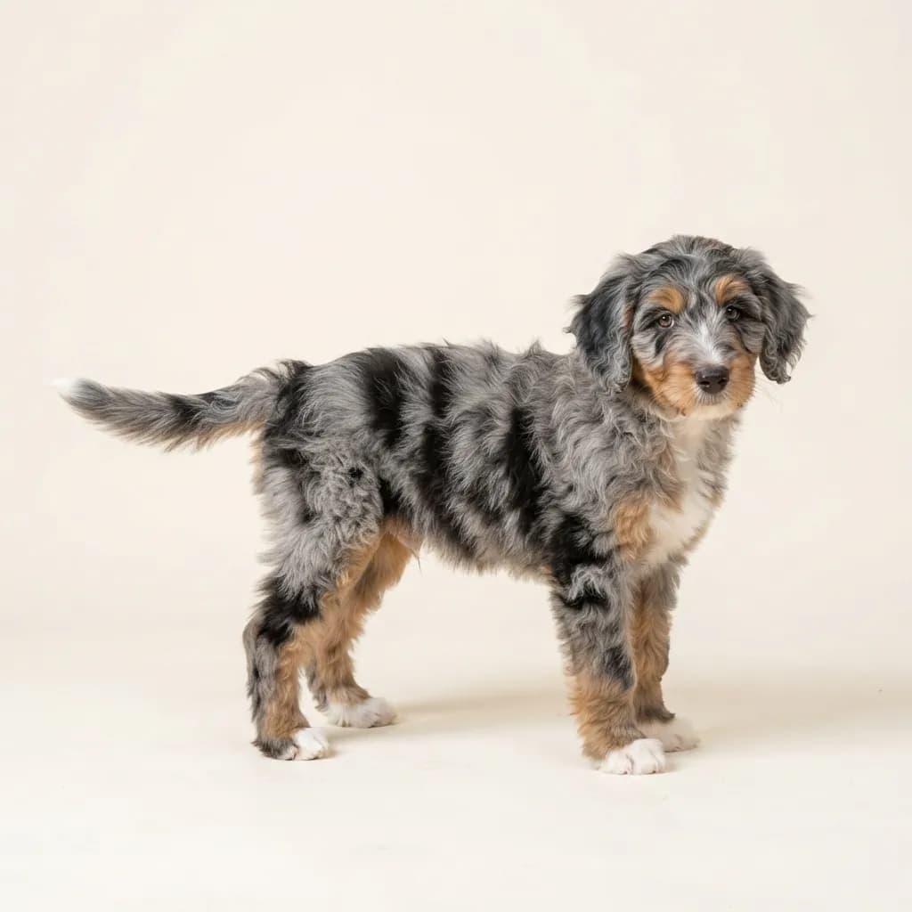 Sheepadoodle in Blue Merle — Fellfarbe und Aussehen