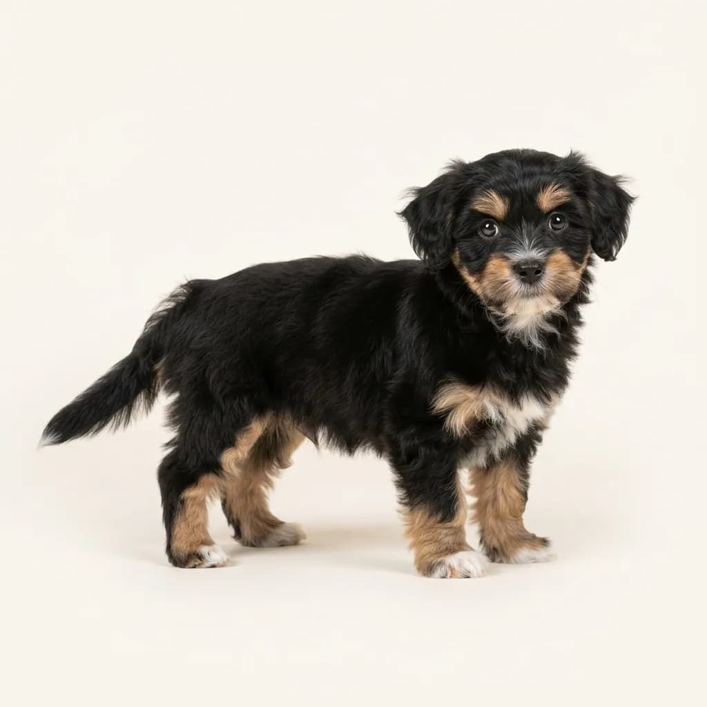 Shorkie in Dreifarbig (Tricolor) — Fellfarbe und Aussehen