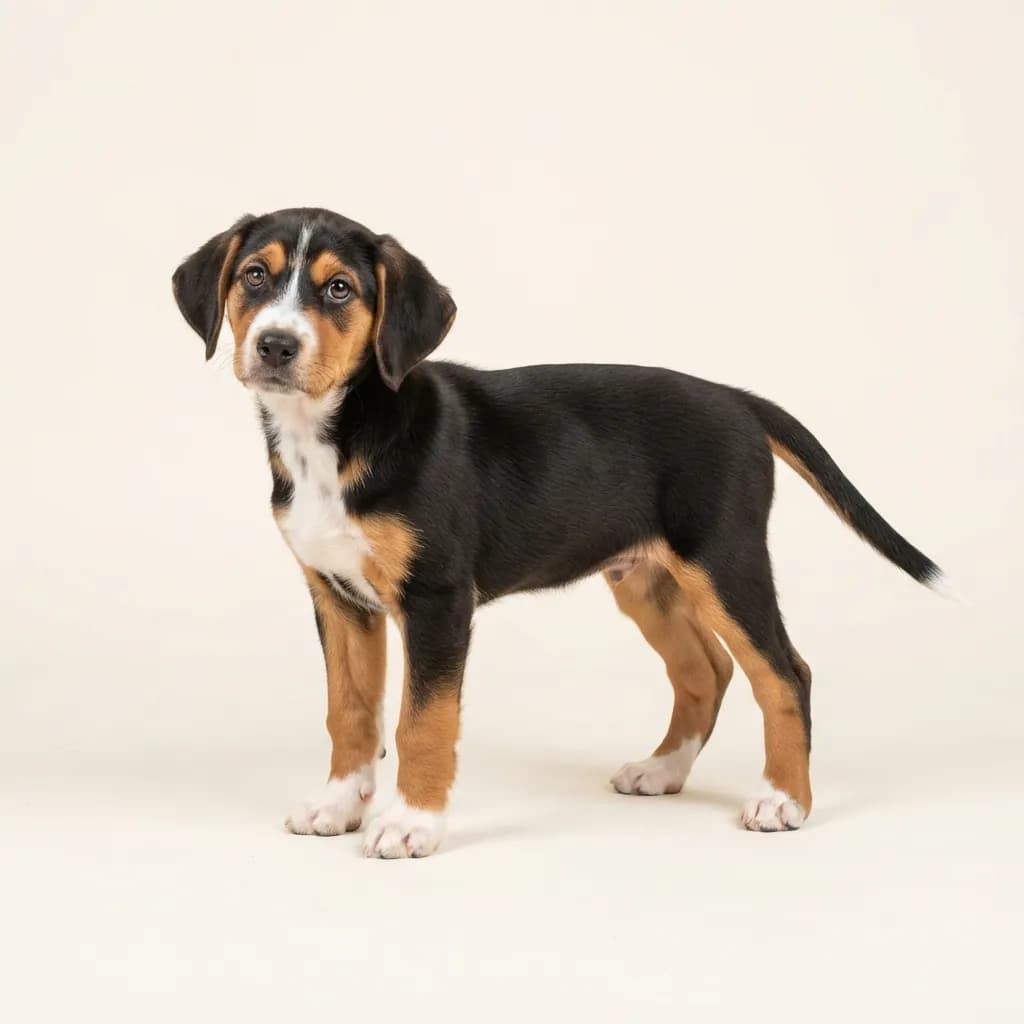 Hygenhund (Hygen-Bracke) in Dreifarbig (Tricolor) — Fellfarbe und Aussehen