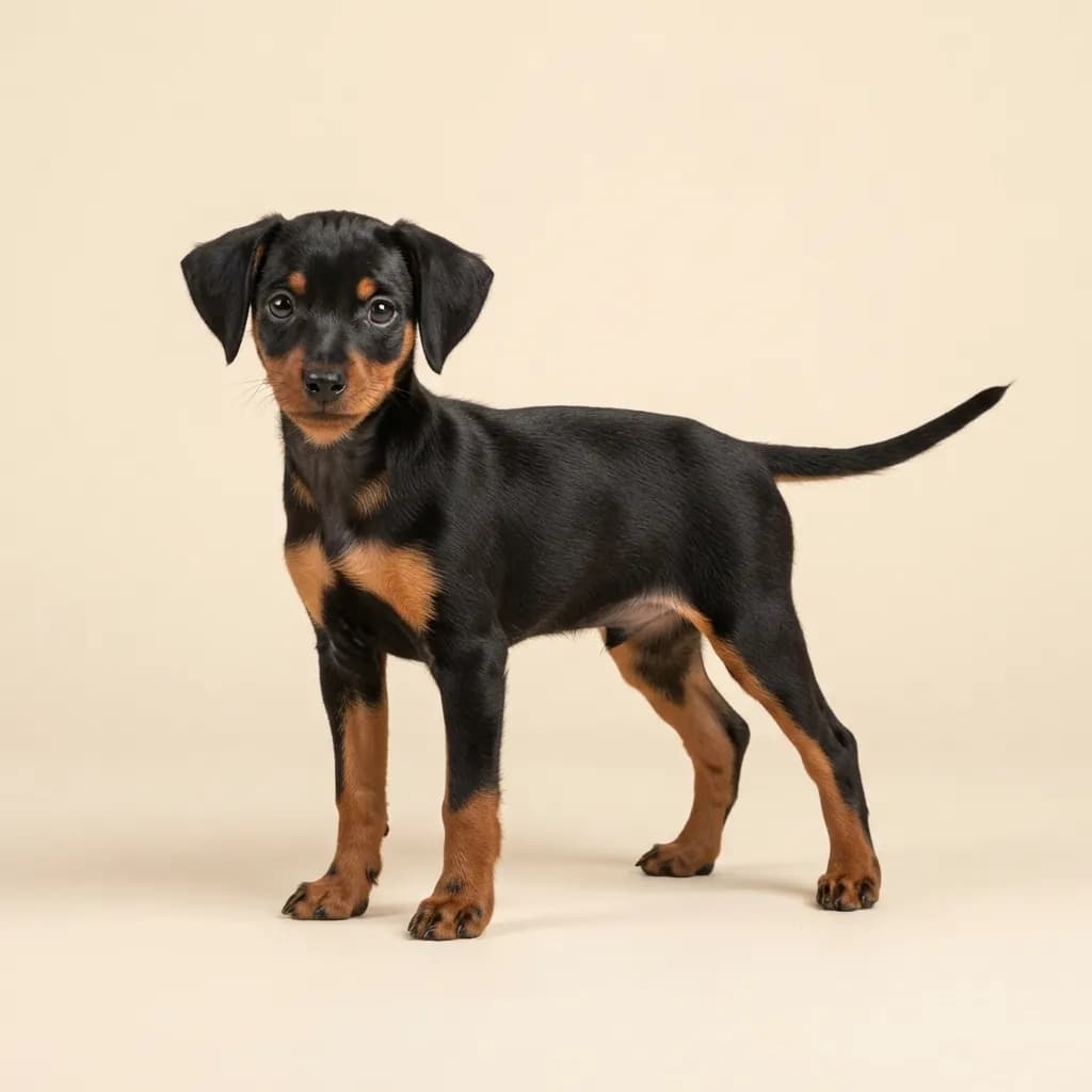 English Toy Terrier (Black and Tan) in Schwarz mit Loh — Fellfarbe und Aussehen