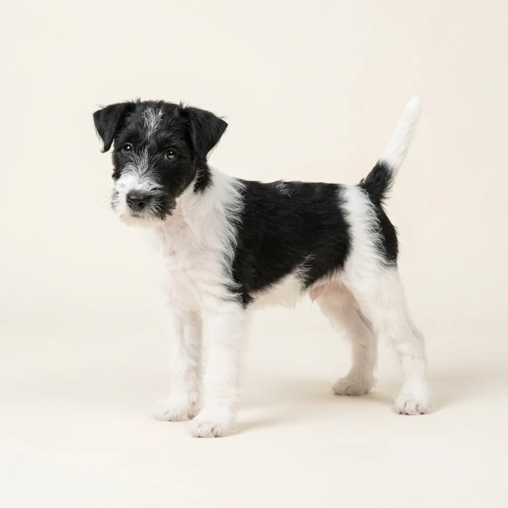 Fox Terrier (Drahthaar) in Schwarz-Weiß — Fellfarbe und Aussehen