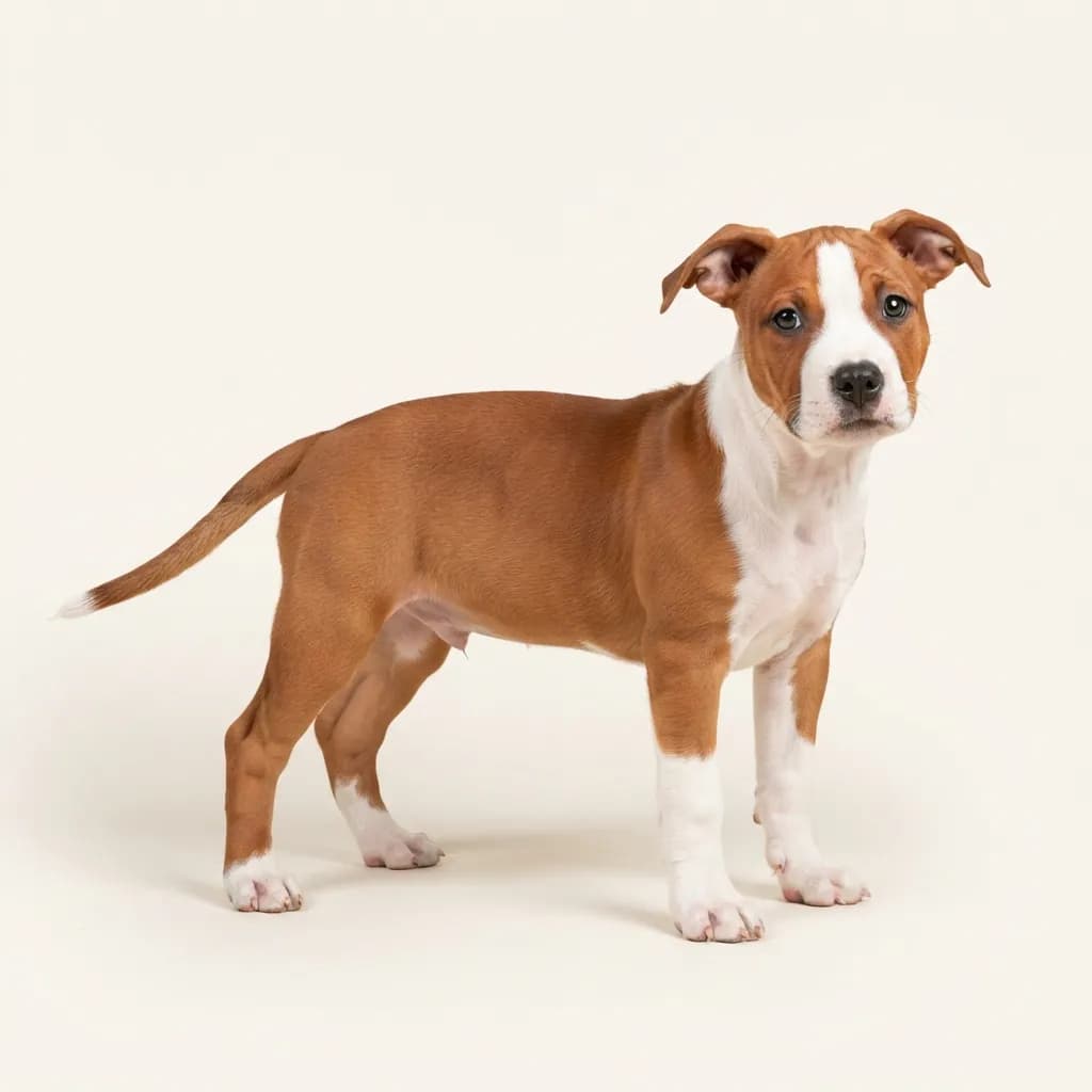 American Staffordshire Terrier in Rot-Weiß — Fellfarbe und Aussehen