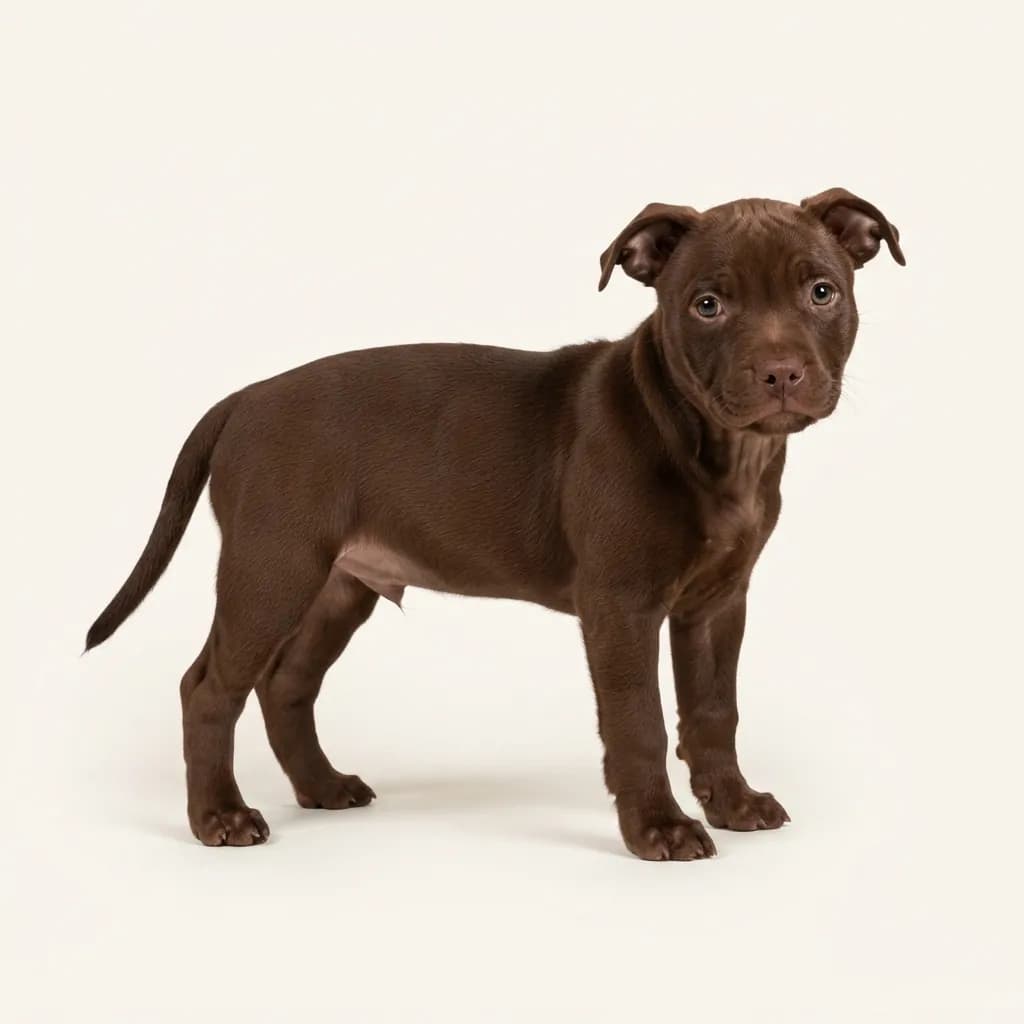 Staffordshire Bull Terrier in Leberbraun — Fellfarbe und Aussehen
