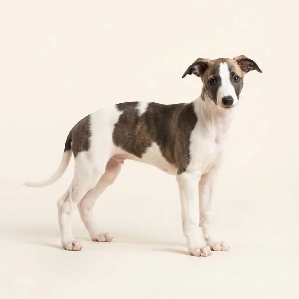 Whippet in Gescheckt — Fellfarbe und Aussehen