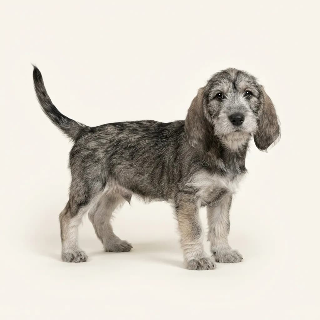 Grand Basset Griffon Vendeen in Wolfsgrau — Fellfarbe und Aussehen